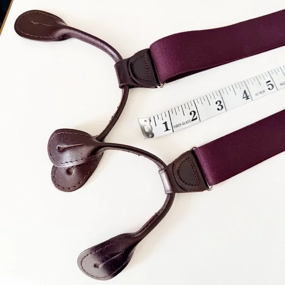 Classic Burgundy Braces with Elastic Straps, Leather Button Straps - Picture 11 of 11